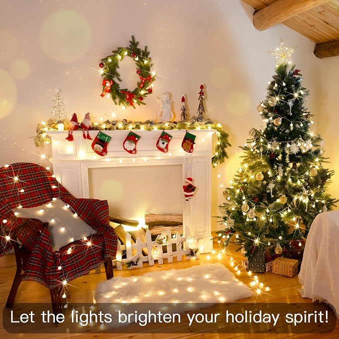 suddus 50 LED Globe String Lights Battery Operated with Remote Warm White | Hanging Fairy Lights With Timer,String Lights for Bedroom for Bedroom, Dorm, Classroom Christmas,Indoor,Outdoor Decor