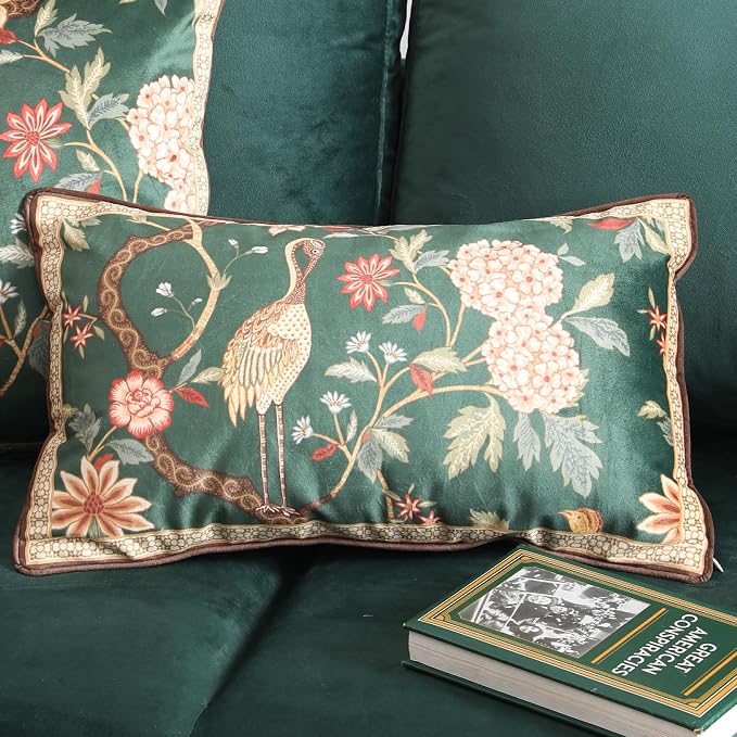 ISAENNE Designer French Velvet Throw Pillow Cover,Set of 2,20"x12"-Mitchell | Pillow Cover,Concealed Zipper Design,Dragonfly Pattern,Sofas,Bedroom,Living Room,Lounge Chairs,All Season Home Decor