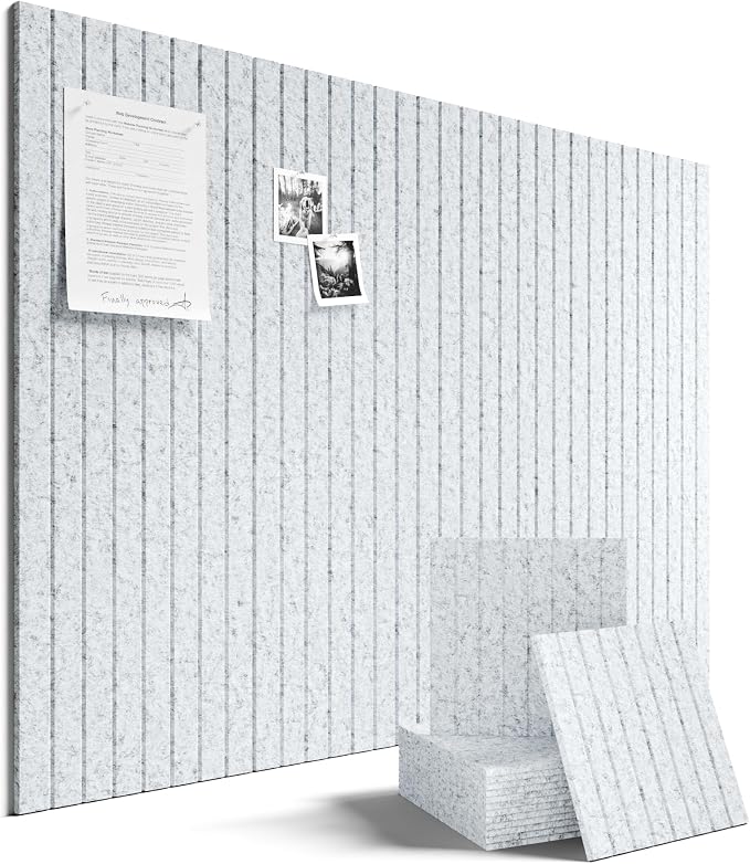 Fluxynara Large Felt Bulletin Board 48" x 36" Cork Board Alternative-12 Pack with 64 Safe Removable Adhesive Tabs, Cork Boards for Walls Cork Board for Home Office Classroom Pin Board-Light Gray