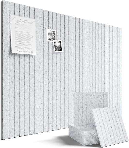 Fluxynara Large Felt Bulletin Board 48" x 36" Cork Board Alternative-12 Pack with 64 Safe Removable Adhesive Tabs, Cork Boards for Walls Cork Board for Home Office Classroom Pin Board-Light Gray