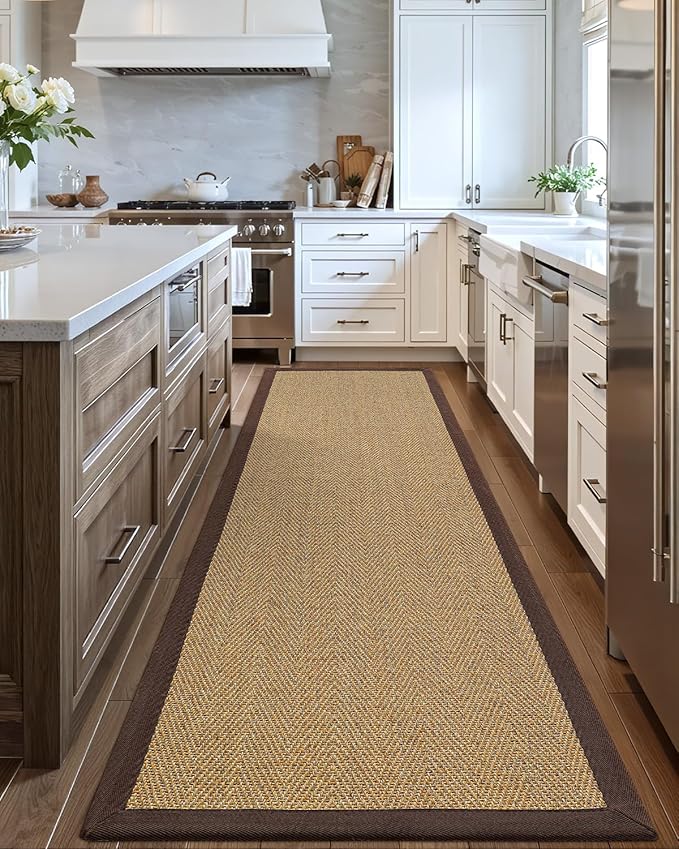 LUMI 2x7 Sisal Runner Rug Non Slip for Hallway, Natural Rustic Carpet No Shedding, Farmhouse Braided Area Mat Indoor High Traffic for Living Room, Entryway, Kitchen, Laundry