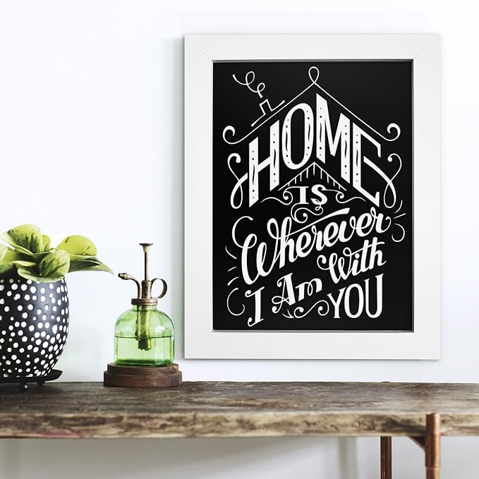 Loddie Doddie Magnetic Chalkboard Sign - 11" x 14", White Frame, Mounting Hardware - Easy-Erase Message Center - Versatile Magnet Board for Wall - Chalk Board Calendar for Wall