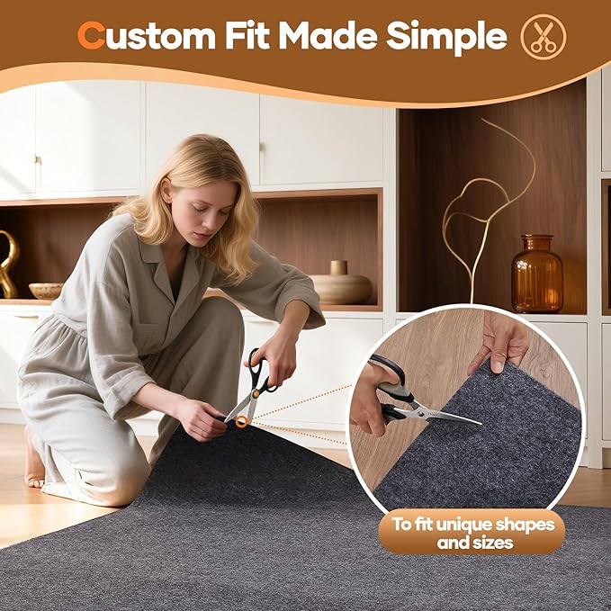 Veken Non Slip Cushioned Runner Rug Pad Gripper 2.5x9.5 Ft, Felt and Silicone Back, 1/4" Thick Carpet Liner for Hardwood Floors and Finishes, Under Area Rugs Anti Skid Mat, Keep Rugs Safe and in Place