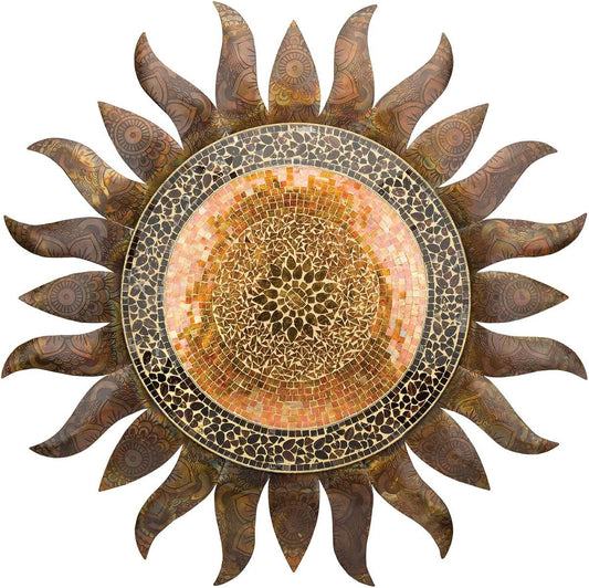 Regal Art & Gift Gold Large Metal Sun Wall Decor - 36 Inch | Indoor Outdoor Rust-Resistant Sunburst Sculpture | Eye-Catching Metal Sun Wall Art Accent for Patio, Garden, Living Room