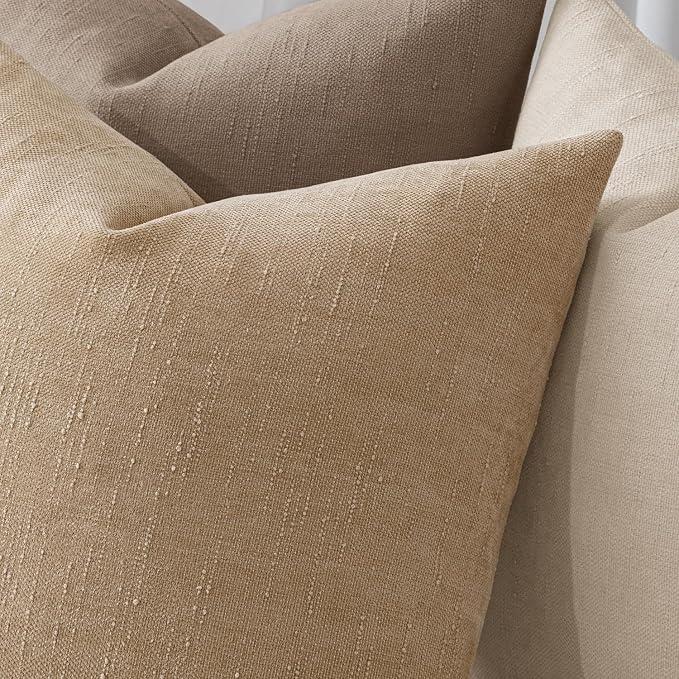 MIULEE Pack of 2 Decorative Throw Pillow Covers Soft Chenille Lumbar Accent Throw Pillows Solid Textured Cushion Covers for Couch Sofa Bedroom Living Room 20x12 Inch,Starfish Khaki Camel