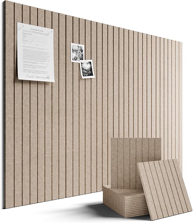 Fluxynara Large Felt Bulletin Board 48" x 36" Cork Board Alternative-12 Pack with 64 Safe Removable Adhesive Tabs, Cork Boards for Walls Cork Board for Home Office Classroom Pin Board-Taupe