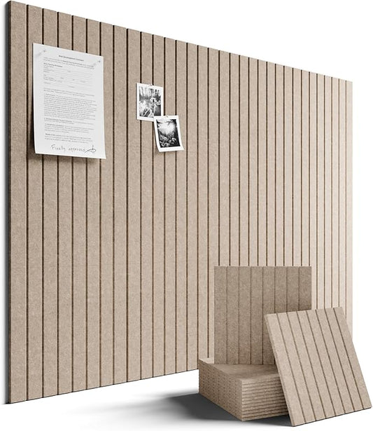 Fluxynara Large Felt Bulletin Board 48" x 36" Cork Board Alternative-12 Pack with 64 Safe Removable Adhesive Tabs, Cork Boards for Walls Cork Board for Home Office Classroom Pin Board-Taupe