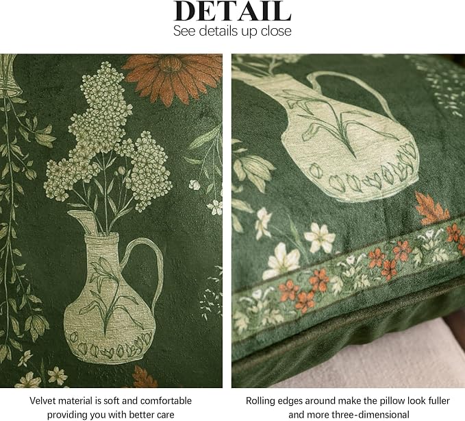 ISAENNE Designer Vintage Velvet Throw Pillow Cover,18"x18"-Nocturne | Pillow Cover,Concealed Zipper Design,Dragonfly Pattern,Sofas,Bedroom,Living Room,Lounge Chairs,All Season Home Decor