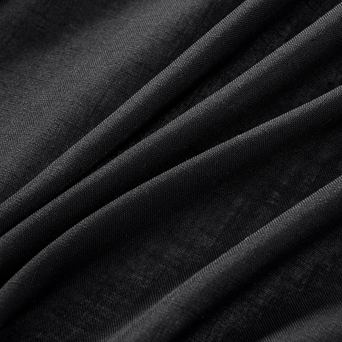 MIULEE Black Linen Curtains 90 Inch Length 2 Panels for Bedroom Living Room, Soft Thick Linen Textured Back Tab Window Drapes Semi Sheer Light Filtering Rod Pocket Modern Farmhouse Halloween Decor