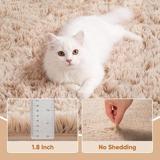 Area Rug for Living Room Bedroom: 5x7 Camel Soft Fluffy Shag Upgrade Non-Slip High Pile Carpet Large Fuzzy Plush Indoor Floor Decor Shaggy Rug for Kid Boys Girls Dorms Playroom Nursery Modern Home