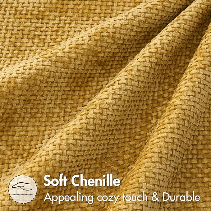 MIULEE Pack of 2 Gold Throw Pillow Covers 20x20 Inch Mustard Yellow Summer Modern Boho Accent Decorative Pillow Covers Soft Chenille Farmhouse Cushion Covers for Home Decor Couch Bed Sofa Living Room