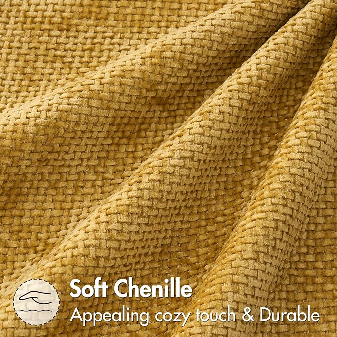 MIULEE Pack of 2 Gold Throw Pillow Covers 16x16 Inch Mustard Yellow Summer Modern Boho Accent Decorative Pillow Covers Soft Chenille Farmhouse Cushion Covers for Home Decor Couch Bed Sofa Living Room