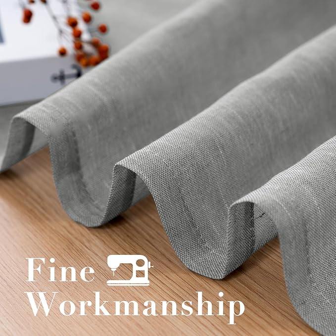 H.VERSAILTEX Linen Curtains Nickel Grommet Natural Linen Semi-Sheer Curtains 2 Panels Privacy Added Premium Soft Rich Material Drapes for Bedroom/Living Room - 52x54 - Inch - Grey