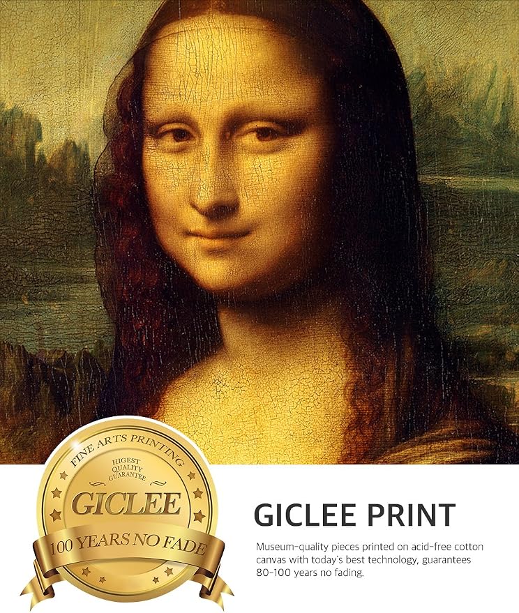 DECORARTS - Mona Lisa by Leonardo DaVinci. The World Classic Art Reproductions. Giclee Print& Museum Quality Framed Art for Wall Decor. Framed size: 20.75x28.75