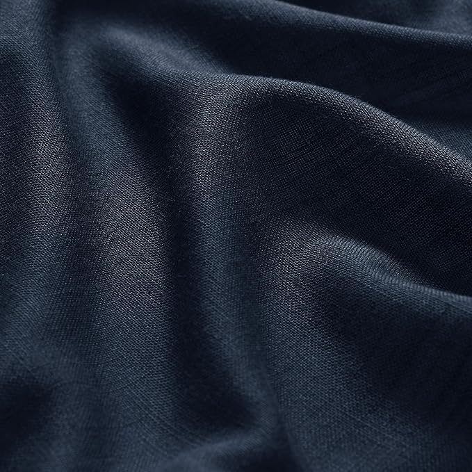 Linen Navy Blue Curtains 108 inch Extra Long for Living Room Back Tab Light Filtering Semi Sheer Drapes Modern Farmhouse Coastal Decor Textured Curtain for Floor to Ceiling High Window 52x108