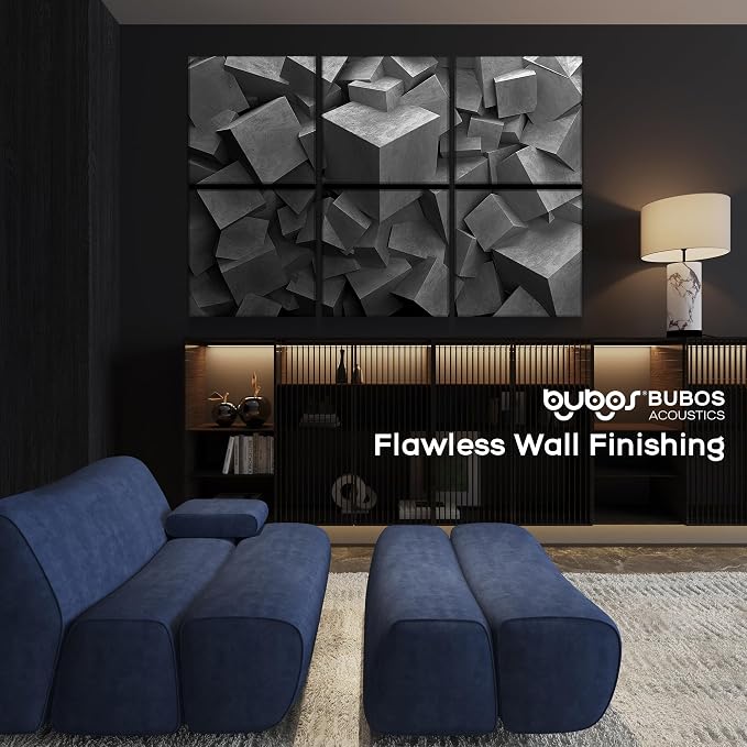 BUBOS 6 Pack Acoustic Wall Panels - High-Density Polyester Sound Absorbing Panels, Decorative Print Treatment for Recording Studio & Home Office, Peel and Stick, 23.6" x 23.6"