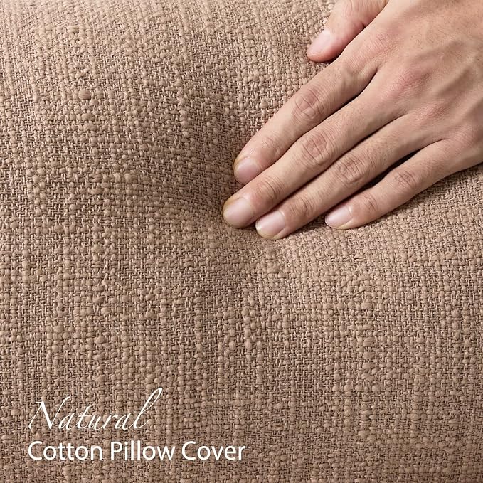 Kevin Textile 14x24 Inch Lumbar Pillow Cover 1 Pack Boho Fringe Decorative Rectangle Cushion Case with Tassels Neutral Cotton Woven Textured Farmhouse for Living Room Couch Sofa Bed, Khaki Brown