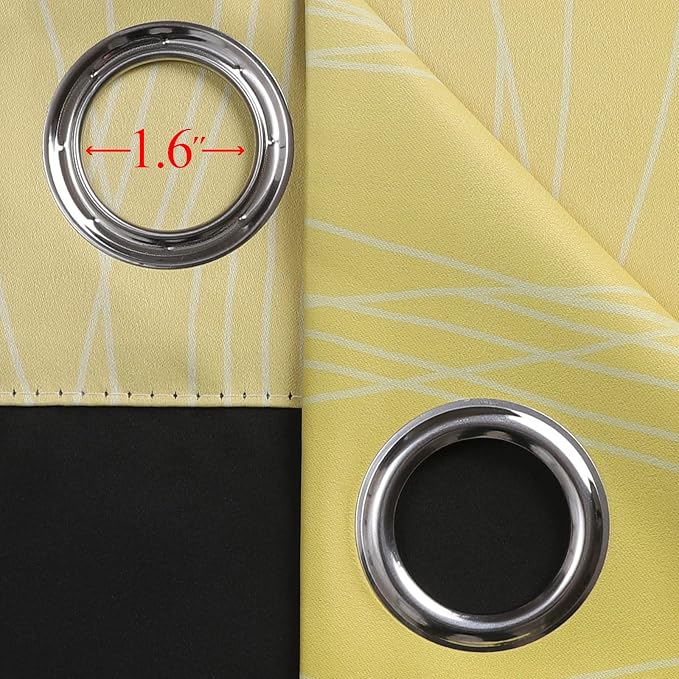 Estelar Textiler Yellow and Purple Ombre Blackout Curtains 45 Inch Length 2 Panels, Full Room Darkening Gradient Drapes for Bedroom, Thermal Insulated Grommet Short Curtains for Bathroom,52Wx45L