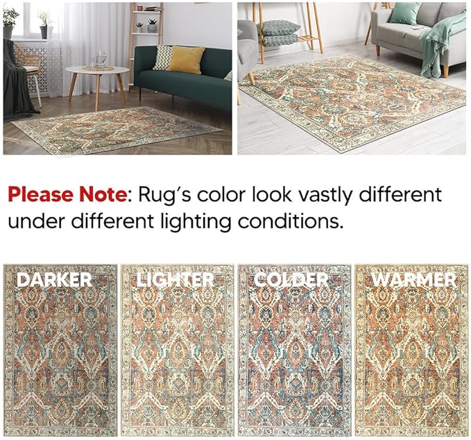 Keen Home Design 30"x84" Rug - Machine Washable Runner Rug with Non-Slip Backing, Ideal for Hallway, Entryway, Kitchen, Laundry Room - Vintage, Easy Clean, Durable, Low Pile Rug - (2'6" x 7')