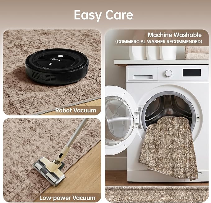 Sasttie Round Rug 4ft, Ultra-Soft Washable Circle Rug, Low Pile Foldable Thin Rugs with Non-Slip Backing, Skin-Friendly Stain Resistant Carpet for Living Room, Bedroom, Kitchen, Dorm, 4ft, Dark Brown
