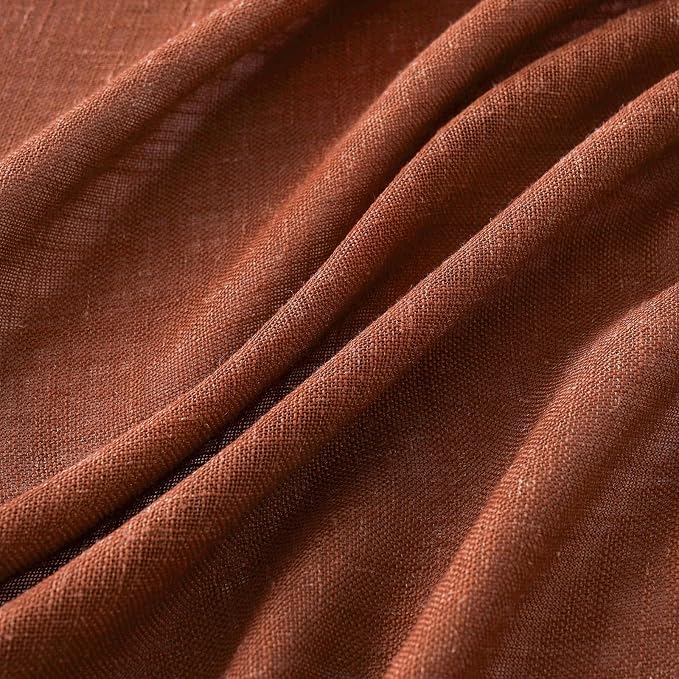 MIULEE Burnt Orange Kitchen Curtains 36 Inch Length 2 Panels, Soft Thick Linen Textured Semi Sheer Light Filtering Short Cafe Tier Curtains for Small Half Window Back Tab Rod Pocket Fall Boho Decor