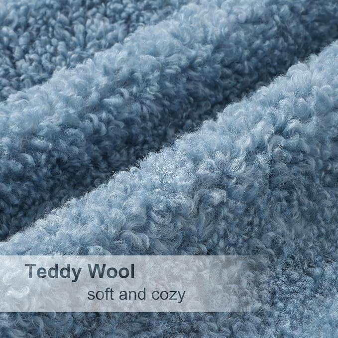decorUhome Pack of 2 Throw Pillow Covers 26x26 Inch, Faux Fur Decorative Sherpa Pillow Covers Fuzzy Accent Soft Sheepskin Fleece Pillow Cases for Couch Living Room Bed, Light Blue