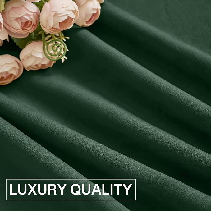 StangH Christmas Green Curtains 72 inches Length Dark Green Velvet Bedroom Window Curtains Super Soft Vintage Home Decoration for Holiday Fete/French Door/Farmhouse, W52 x L72, 2 Panels