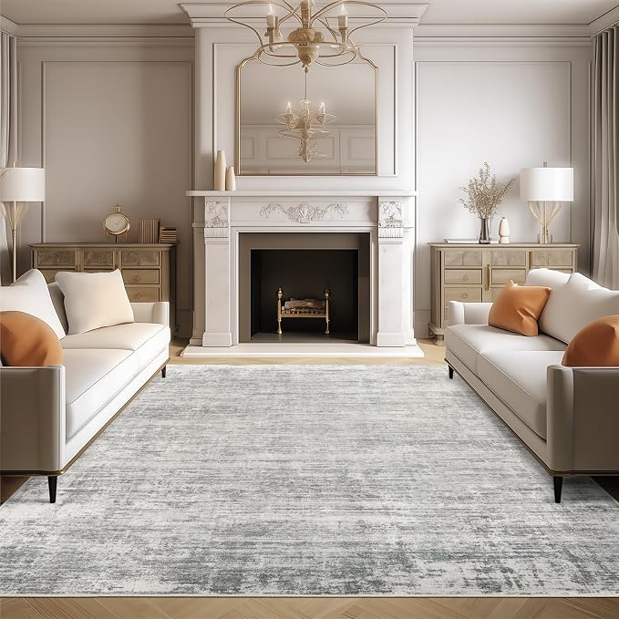 zesthome 6x9 Rugs for Living Room – Abstract Washable Rug, Ultra-Thin 6x9 Area Rugs, Stain Resistant Rugs for Bedroom, Large Home Decor Rug, Modern Area Rug (Grey, 6'x9')