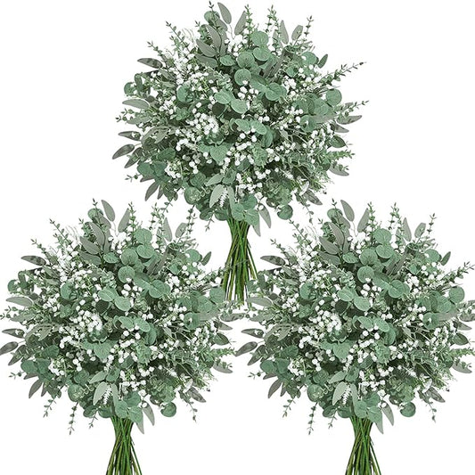 75Pcs 5 Kind Mixed Greenery Eucalyptus Stems Bulk for Wedding Decor, Babies Breath Flowers Artificial & Greenery for Centerpieces DIY Bouquets Vases Table Home Decor