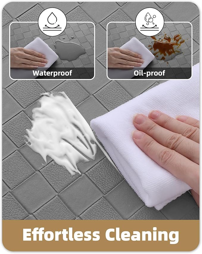 Color&Geometry Anti Fatigue Cushioned Kitchen Floor Mats,17"X71",Long Runner Rug Non Slip Waterproof,Memory Foam Padded Standing Mat for Front Sink,Grey