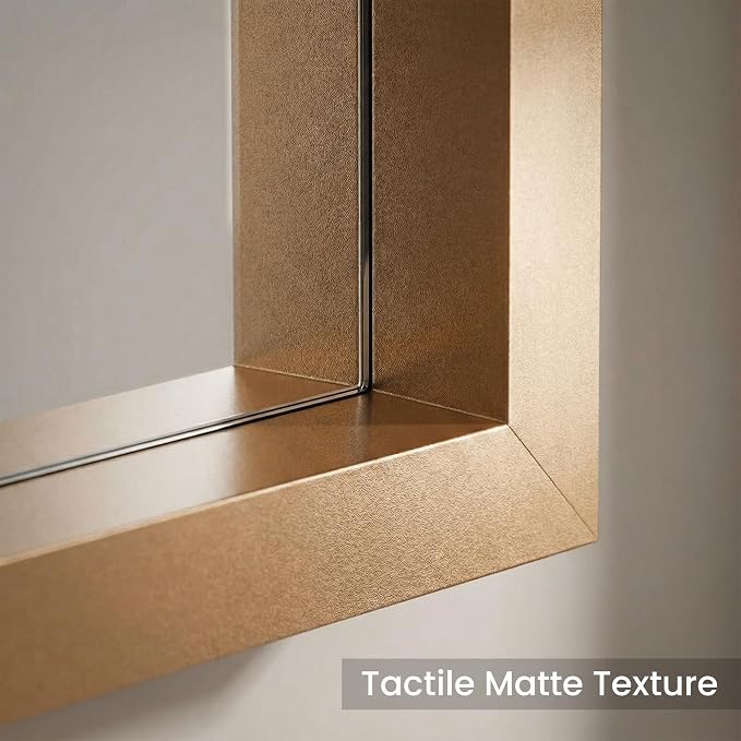 2-Pack 24"x36" Vintage Gold Framed Bathroom Vanity Wall Mirrors | For Over Sink, Warm Champagne Bronze Finish, Subtle Fine-Grain Texture, Deep-Set Metal Frame, Tempered Glass