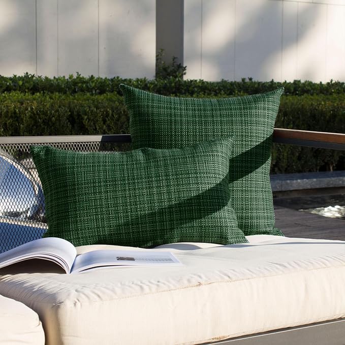 Kevin Textile Pack of 2 Decorative Outdoor Waterproof Pillow Covers Garden Cushion Sham Throw Pillowcase Shell for Patio Tent Couch 16x16 Inch Army Green