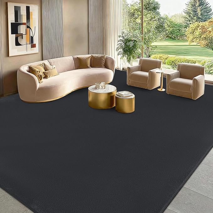 qulint 8x10 Area Rug for Living Room, Modern Large Washable Rug for Bedroom Dark Grey Thickened Memory-Foam Rug, Minimalist Solid Non Slip Carpet for Kid Room Dining Room Classroom Home Decor