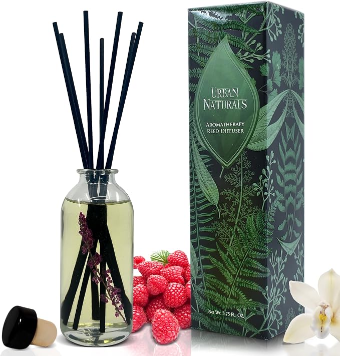 Urban Naturals Reed Diffuser Set, Black Raspberry Vanilla - Shelf Décor | Made with Essential Oils & Real Botanicals, Blackberry, Amber, Vanilla Orchid & Sandalwood, Made in the USA