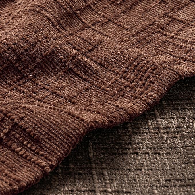 MIULEE Slubby Textured Decorative Throw Pillow Covers 20x20 Inch Set of 2 Boho Farmhouse Soft Cozy Chenille Pillows Cushion Cases Modern Fall Home Decor for Couch Sofa Bed Living Room, Brown