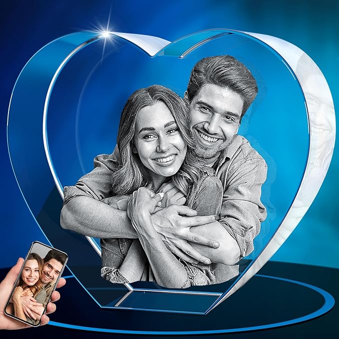ArtPix 3D Crystal Photo, Personalized Gifts for Women, Wife, Her, Him, Men, Mom, Great Customized Gift With Your Own Photo - Anniversary, Wedding, Birthday - Custom Glass 3D Laser Etched Picture Frame