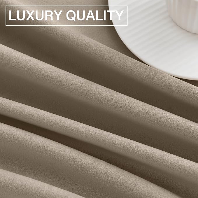 StangH Camel Beige Velvet Curtains - Stylish Thermal Insulated Drapes for Office, Soft Noise Reducing Curtains, Neutral Beige Decor, W52 x L100, 2 Panels