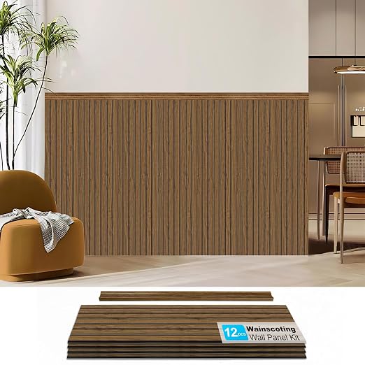 Art3d Wainscotting Wall Panel Kit, 37.8" Tall Beadboard Panels for Walls, Polystyrene Board and Batten Wall Panel Kit, Easy DIY Decorative Trim for Living Room, Kitchen, Bedroom – Covers 31 Sq.Ft