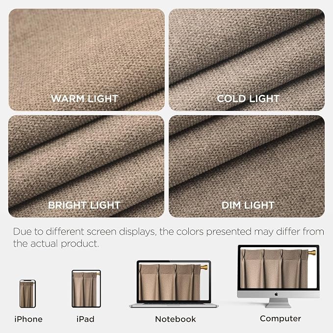 Joydeco Thick Linen Pinch Pleated Curtains 90 Inch Long 2 Panel Set for Living Room, Double-Faced Curtain for Bedroom, Back Tab Blackout Drapes with Adjustable Hooks (40”W x90”L, Thick Linen)