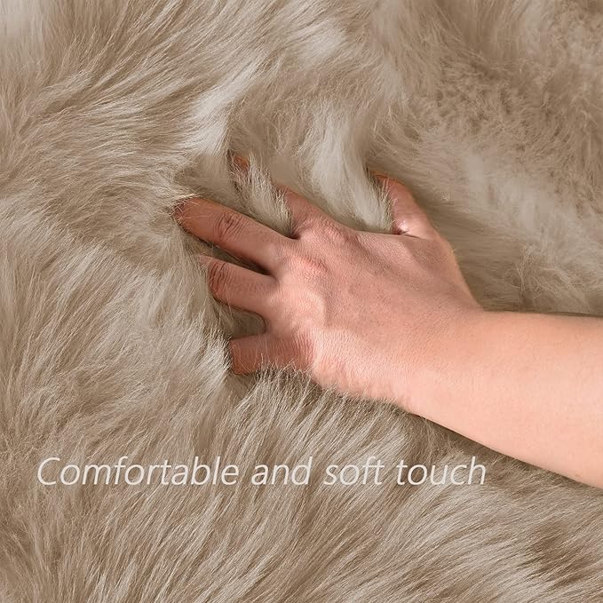 Latepis 5x8 Area Alfombras para Salas Washable Light Brown Beige Faux Fur Fluffy Shag Fuzzy Rug for Living Room Bedroom Floor Playroom Rugs Carpet Home Decor Rectangle