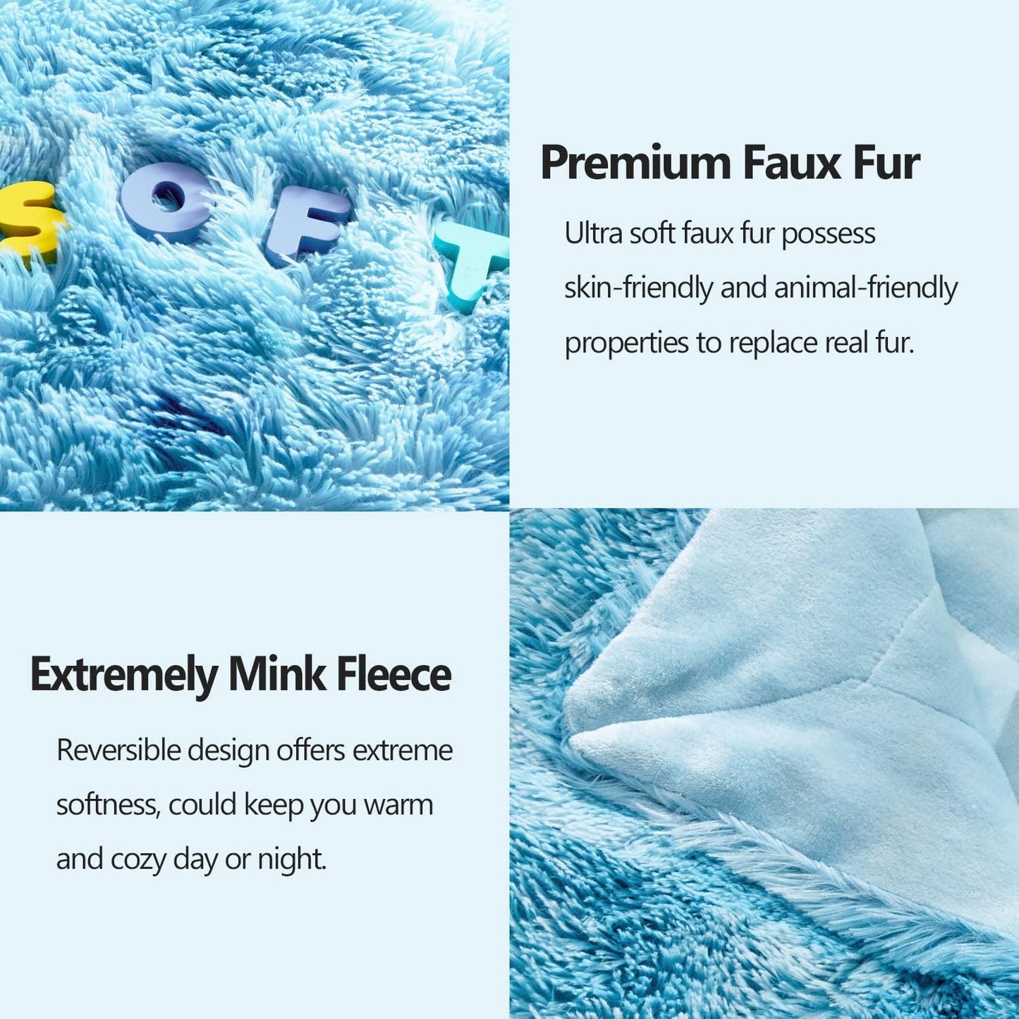 GONAAP Fuzzy Faux Fur Throw Blanket Queen Size Tie-dye Ocean Blue Super Soft Cozy Plush Fuzzy Shaggy Blanket for Couch Sofa Bed (Tie-dye Ocean Blue, Queen(90"x90"))