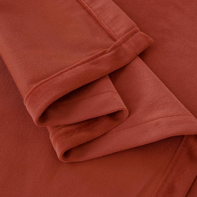 YoungsTex Terracotta Velvet Curtains 84 Inches Long, Rust Blackout Drapes | Room Darkening with Grommet Fall Decor for Bedroom Living Room Window, 2 Panels, 52 X 84 Inch