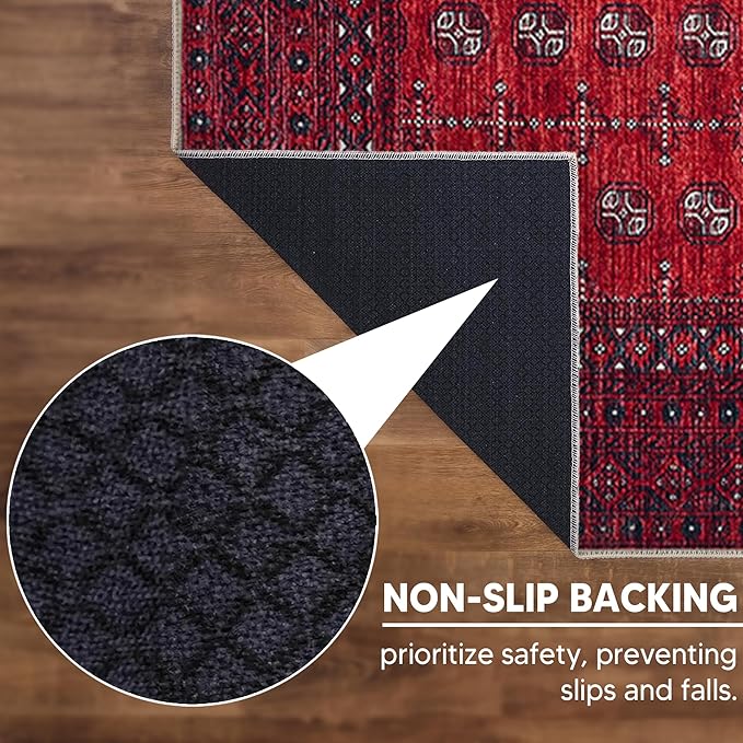 Keen Home Design 48"x72" Rug - Machine Washable Area Rug with Non-Slip Backing, Ideal for Living Room, Dining Room, Bedroom - Vintage, Easy Clean, Durable, Low Pile Rug - (4' x 6')