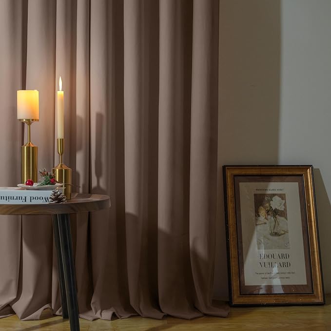 YoungsTex Taupe Velvet Curtains 80 Inches Long, Thermal Insulated Drapes with Grommet Privacy Darkening for Bedroom Living Room Windows, 2 Panels, 52 X 80 Inch