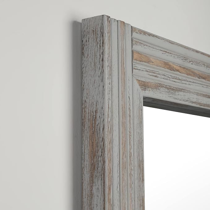 YOSHOOT Hand-Made Wooden Spliced Wall Mirror for Bathroom, Rustic Farmhouse Vanity Mirror, Décor Wall Art, Solid Wood Frame, Vertical or Horizontal Hanging