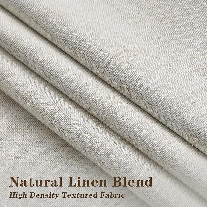 Natural Linen Blend Pinch Pleated 100% Blackout Curtains for Bedroom - 2 Pages Black Out Curtains 120 Inch Long 2 Panel for Living Room Darkening Thermal Window Curtain Drapes with 16pc Hooks, Thick