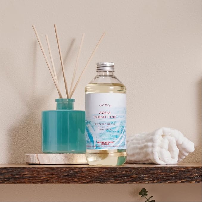 Thymes Aqua Coralline Reed Diffuser Oil for Room, Flameless Home Fragrance - 7.75 Fl Oz