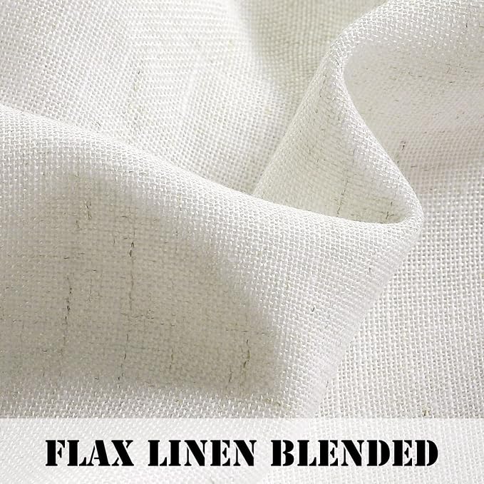 H.VERSAILTEX Light Filtering Linen Textured Curtains for Living Room Window Treatment Durable Privacy Added Draperies/Drapes/Panels/Treatment, Rod Pocket (2 Pack, 52 x 54 Inch, Heathered Natural)