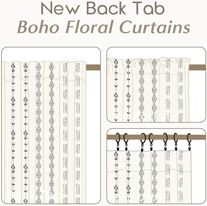 Lino Rosa 63 Inch Length Curtains,Sheer Linen Farmhouse Drapes 63 Inches Long 2 Panels Set