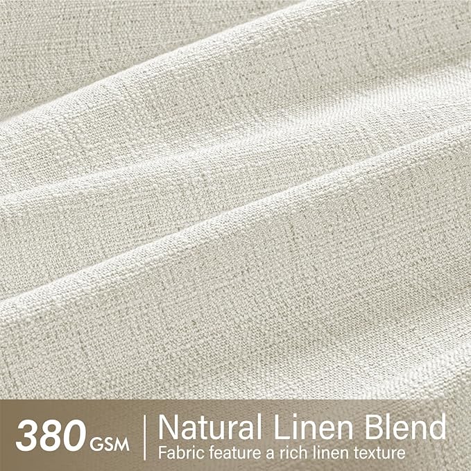 MIULEE Pinch Pleated Thick Linen Curtains 108 Inches Long 2 Panels for Living Room Bedroom Dining Room, Pinch Pleat Drapes Back Tab Light Filtering Neutral Ivory Extra Long Foor to Ceiling Curtains